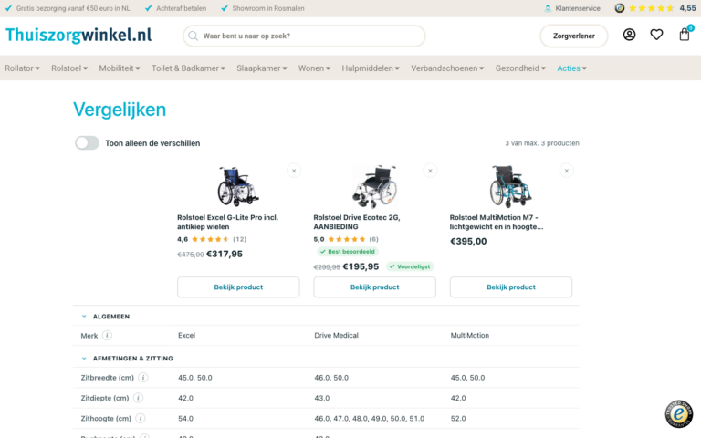 Product vergelijken (AW Vergelijk)